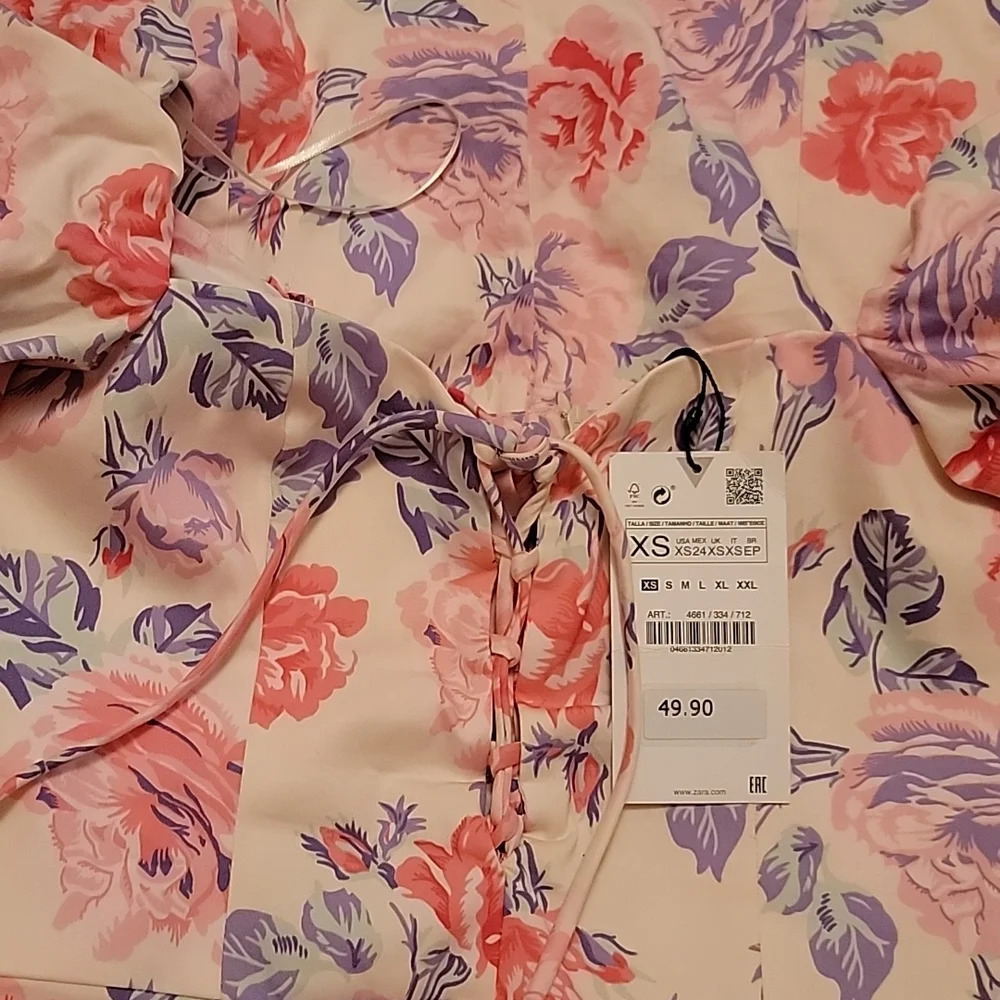Zara Floral Print Mini Dress NWT - Picture 5 of 5